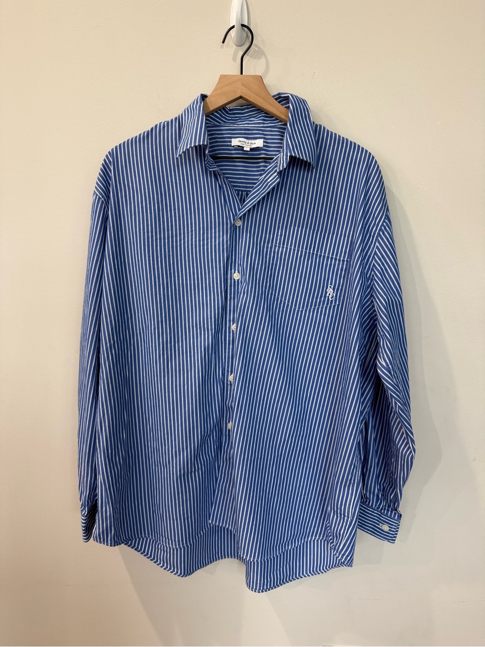 Sporty & Rich Coco SRC Oversized Blue Striped Poplin Shirt L